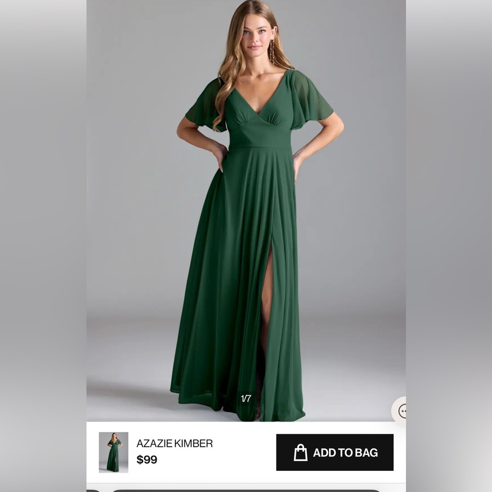 Azazie- Kimber in “Dark Green”. Size 14 (not altered)